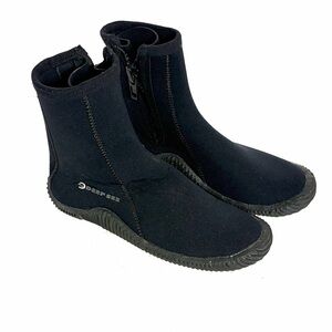 Deep See Black Zip Up 5MM Scuba Boots Swimming Diving Sea Men’s Size 10 Neoprene